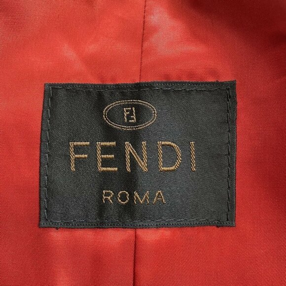 FENDI 100% Genuine Leather Jacket Coat Red Full Zipper Size 4 Vintage - Picture 5 of 11